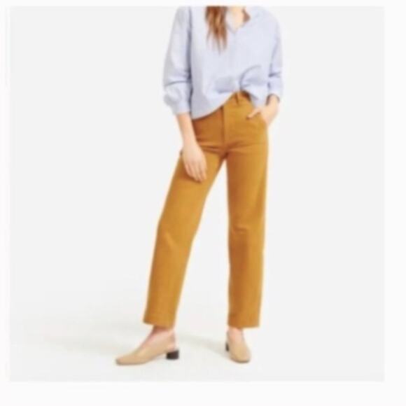 Everlane Straight Leg Crop High Rise Golden Brown Pant 00 - Picture 1 of 7